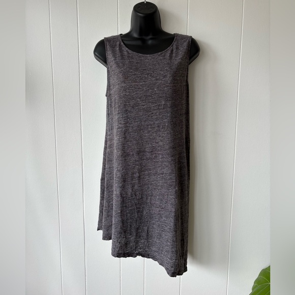 Eileen Fisher Linen Charcoal Asymmetrical Mini Dress/Tunic | Size Small - Picture 1 of 8
